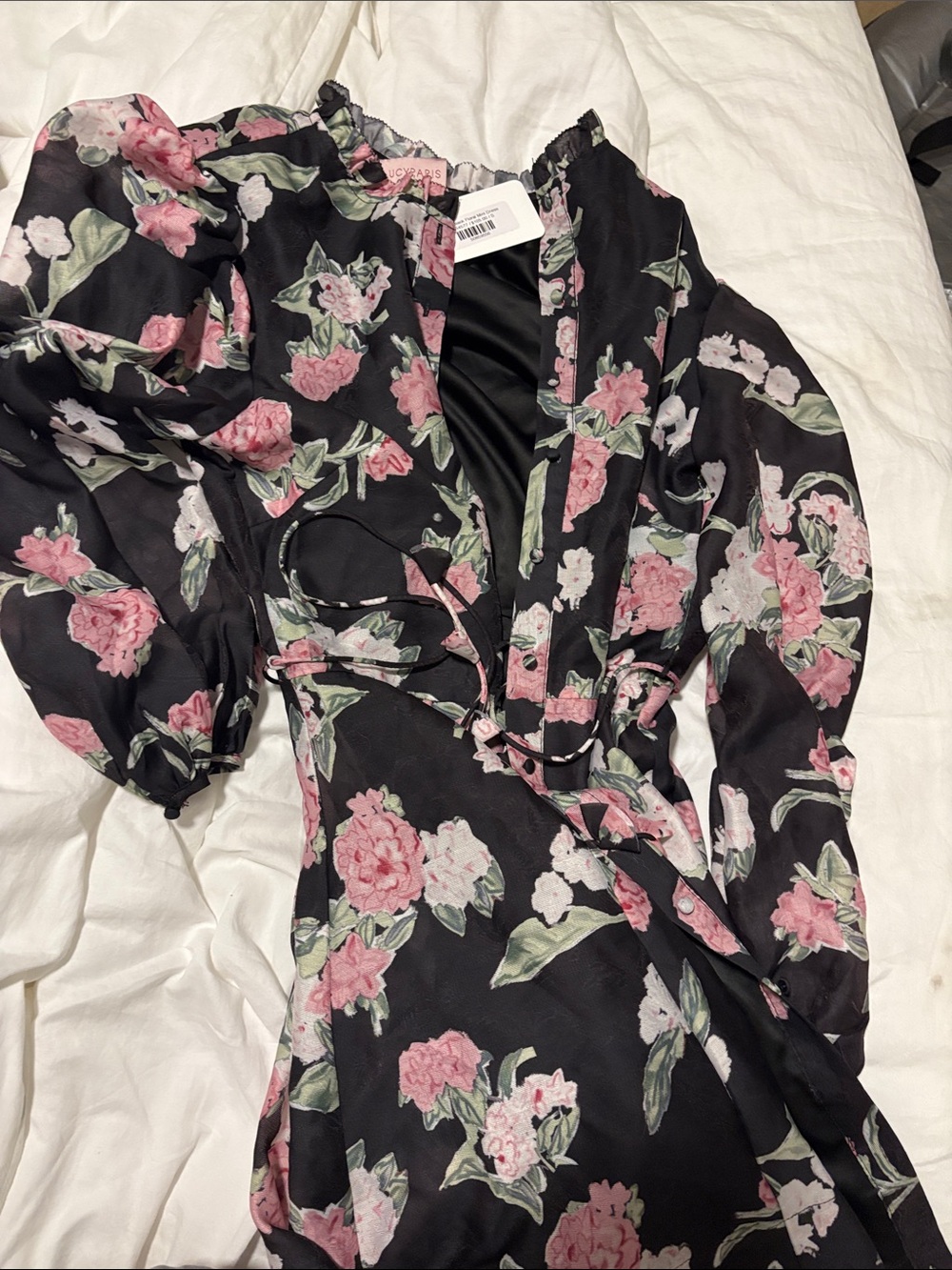 Lucy Paris Black Floral Mini Dress
